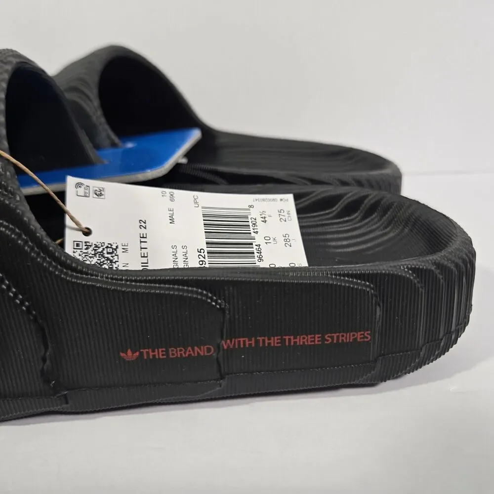 Adidas Adilette 22 Slides Black Scarlet Slip On Sandals Mens Size 10 NEW ID4925